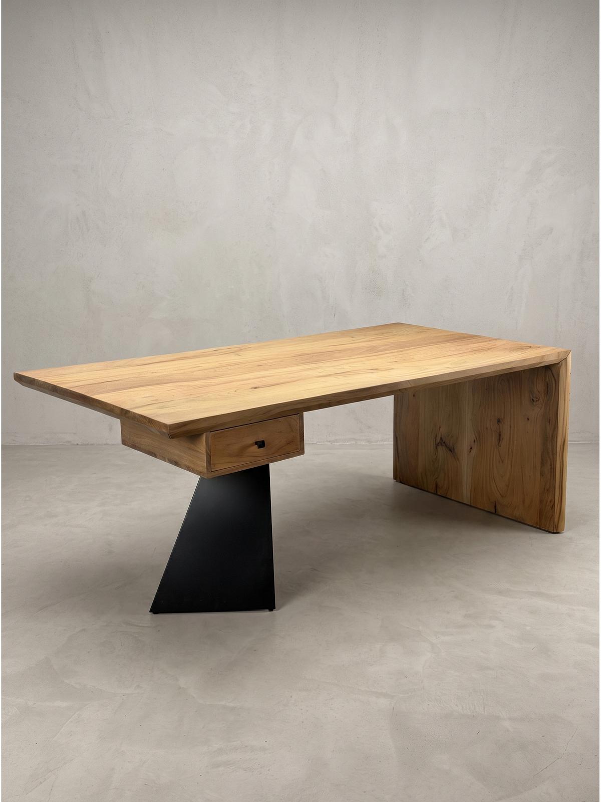 SCHREIBTISCH PANARO, Akazie Massivholz, Akazie-Natur, 180 x 90 x 77 cm - Braun, Holz (90/180/77cm) - KADIMA DESIGN