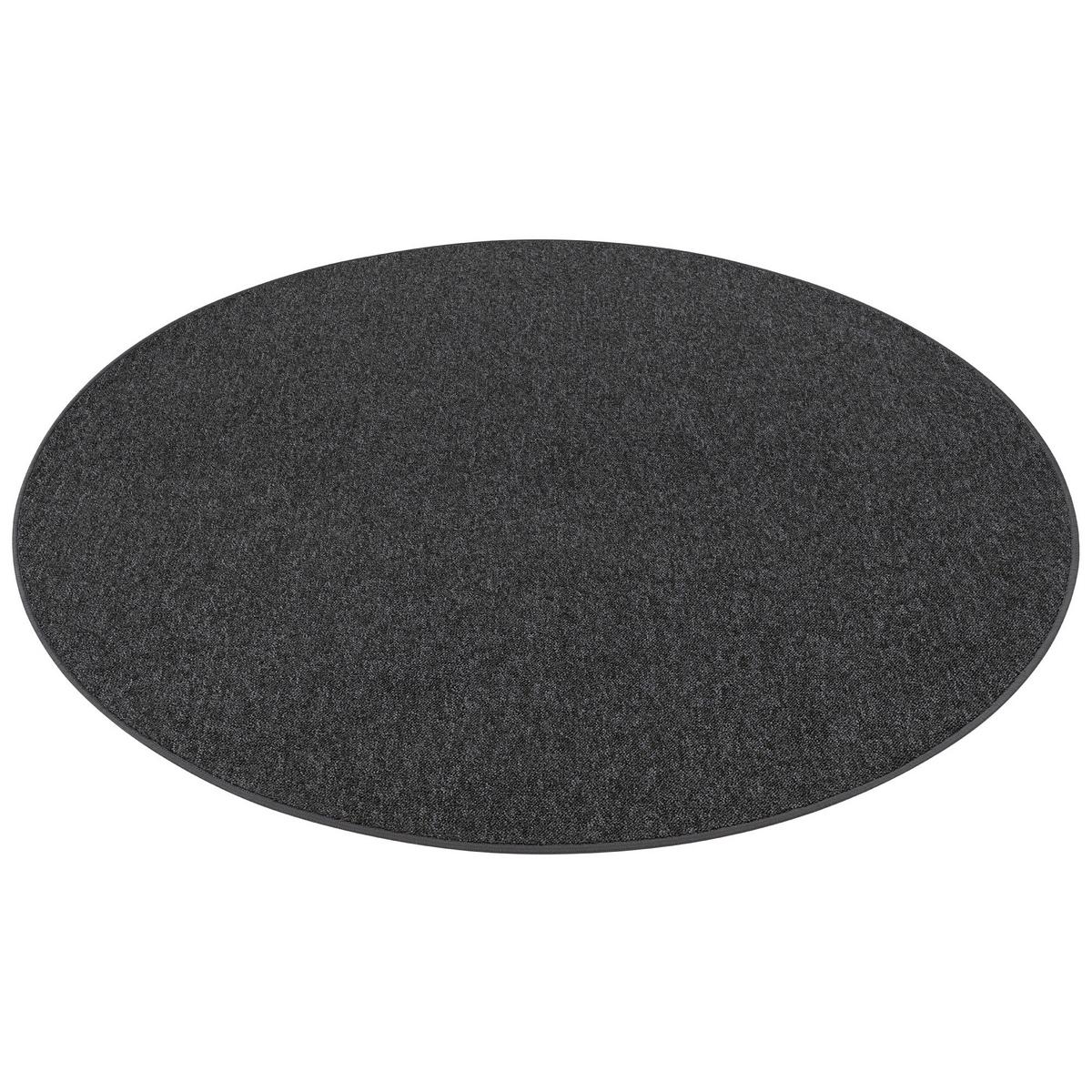 FEINSCHLINGEN VELOUR TEPPICH STRONG RUND - Schwarz/Grau, Textil (200/200cm) - Snapstyle