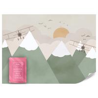 FOTOTAPETE für Kinderzimmer Berge Flugzeuge Wolken 400x280 - Beige/Orange, Papier (400/280cm) - Muralo