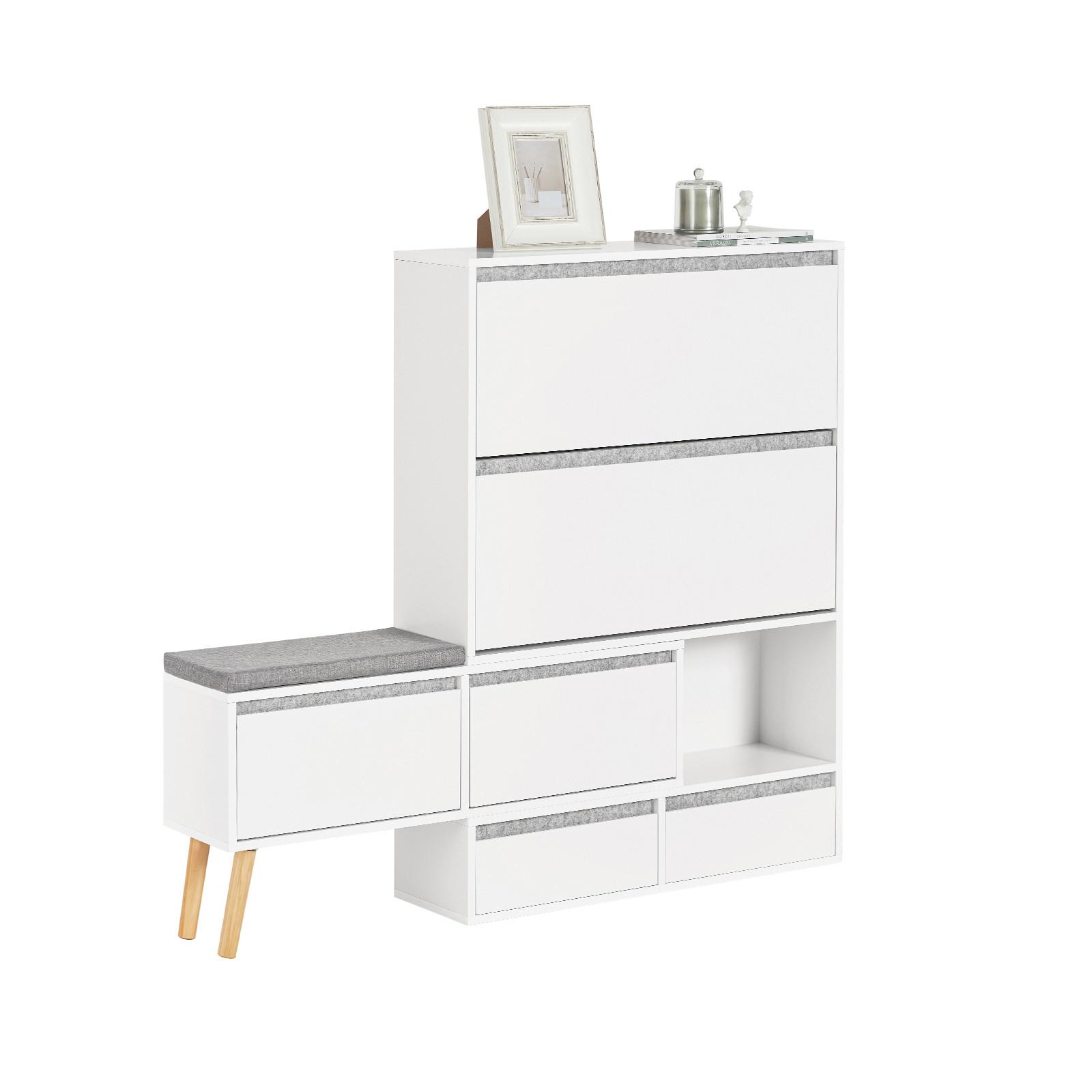 SCHUHSCHRANK Weiß - Weiß, Holzwerkstoff (92/115/24cm) - SoBuy