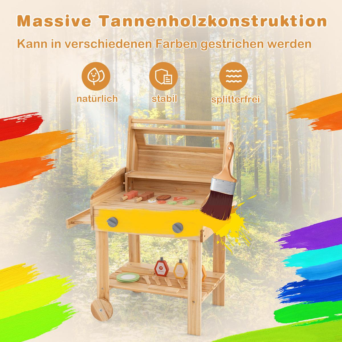 KINDERKÜCHE Outdoor Natur - Naturfarben, Holz (36/53/63cm) - COSTWAY