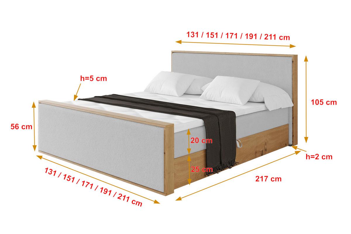 BOXBETT LOLLI9 -Z 120x200 - H4 Hellgrau - Hellgrau, Holzwerkstoff (120/200cm) - ALTDECOR