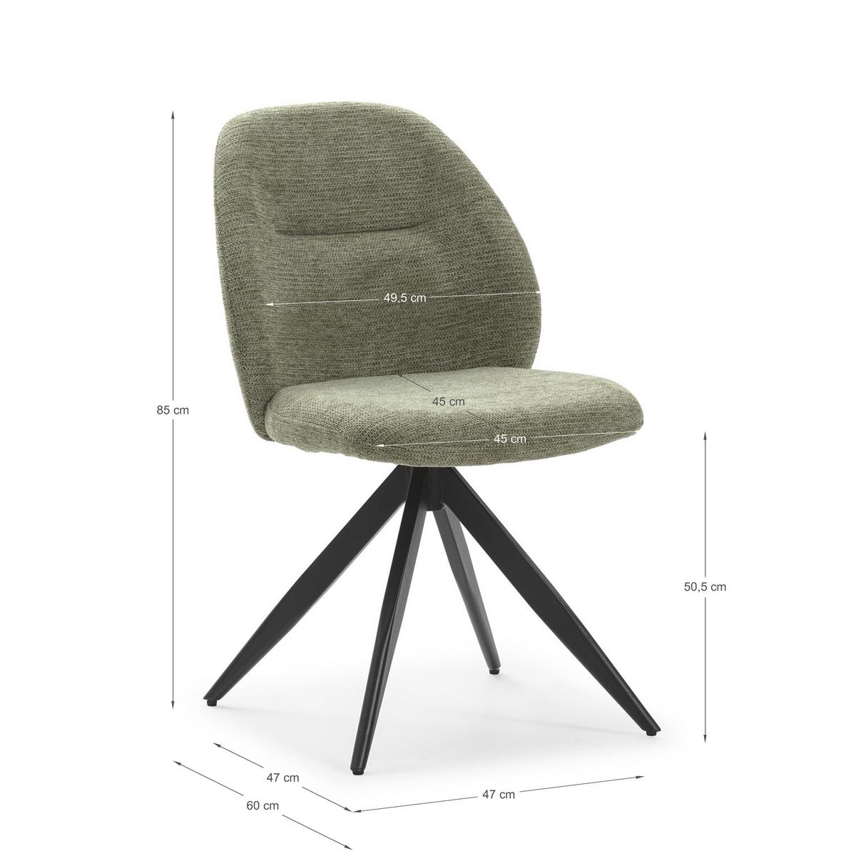 ESSZIMMERSTUHL Tamara Grün 47/60/49 cm 2er-Set - Grün, Textil (60/49/47cm) - Calicosy