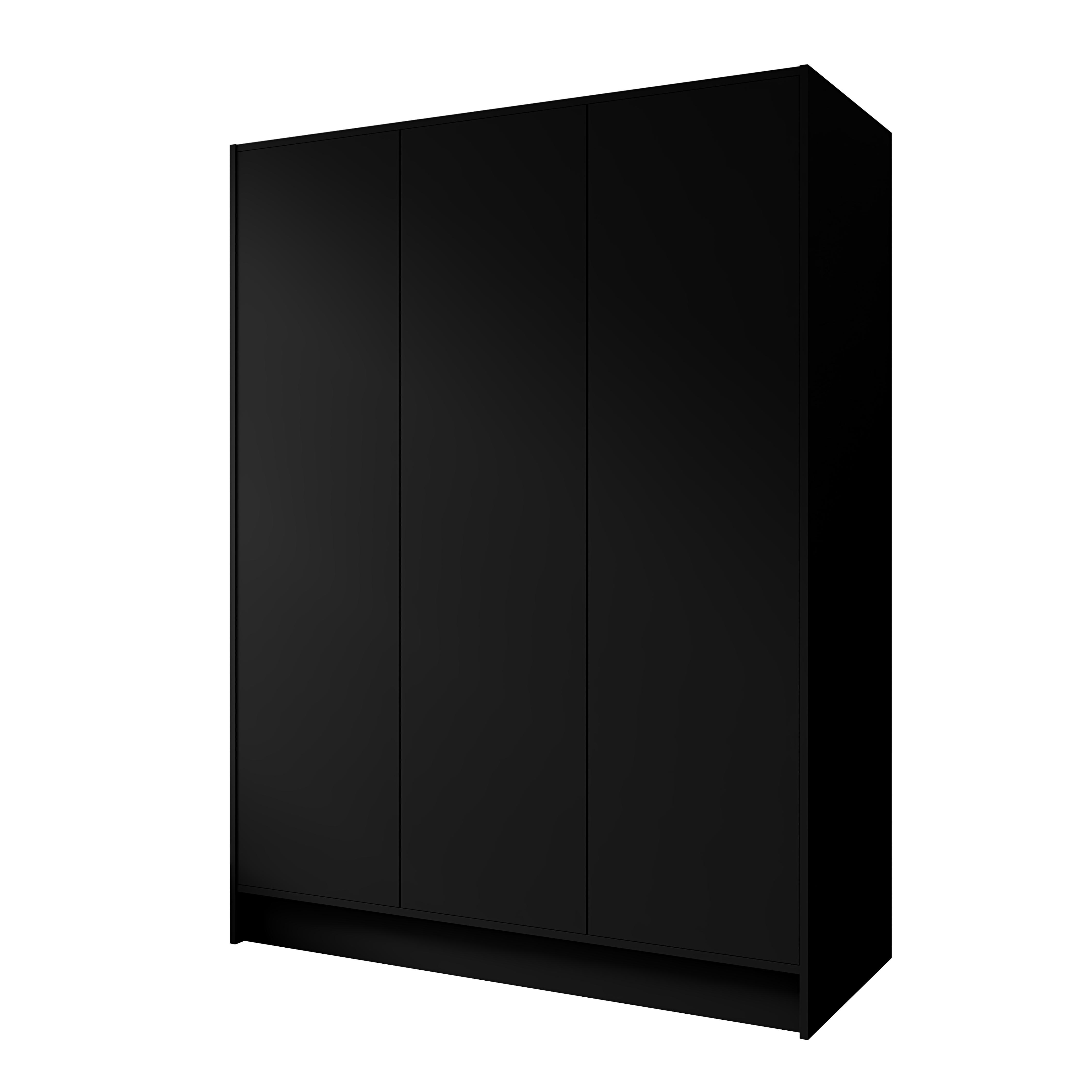 KLEIDERSCHRANK Mono Grifflos im Skandi-Stil, Schwarz 150/200/51 cm - Schwarz, Holzwerkstoff (150/200/51cm) - WFL GROUP