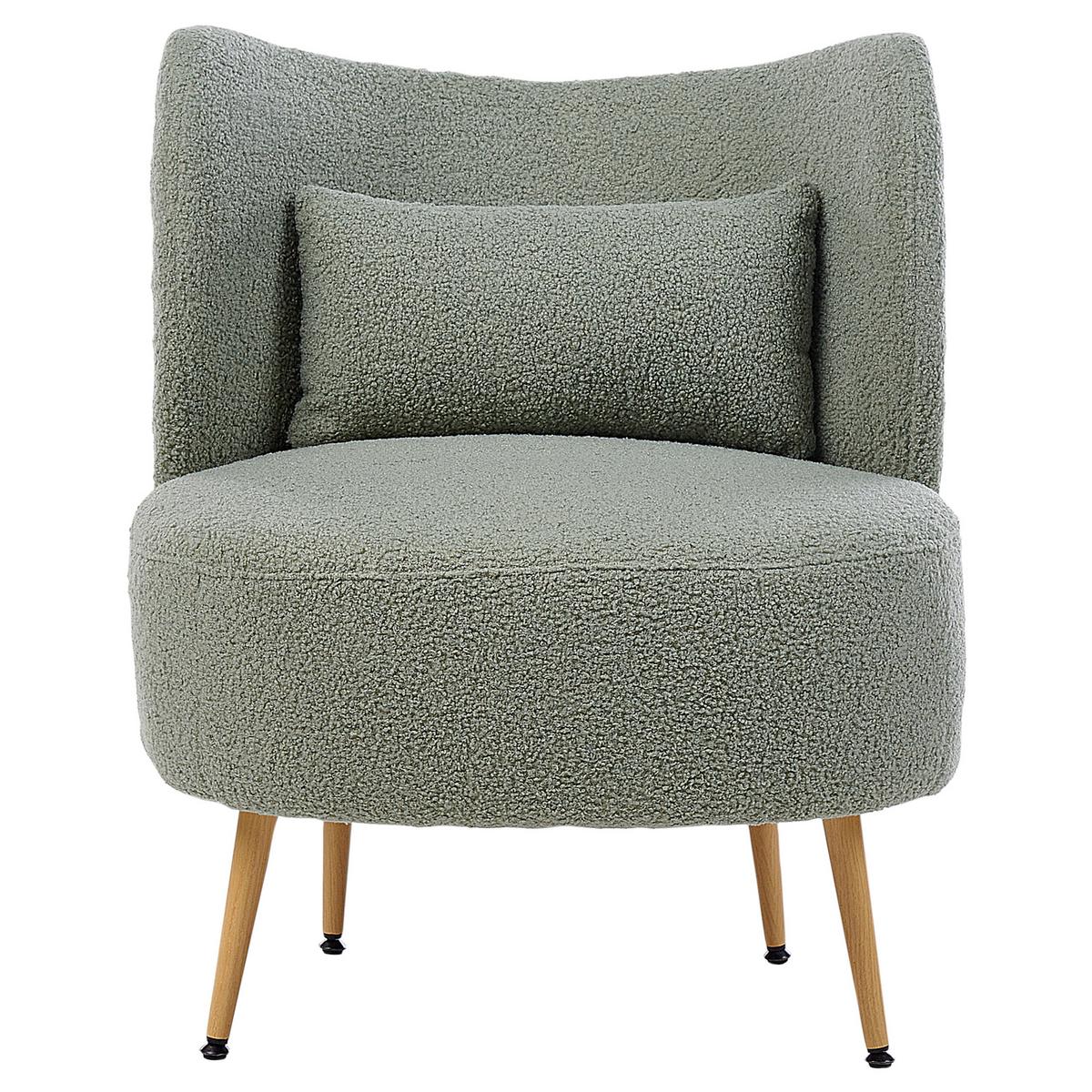 SESSEL mit Kissen Bouclé Grün Otsby II - Grün, Textil (60/76/55cm) - Beliani