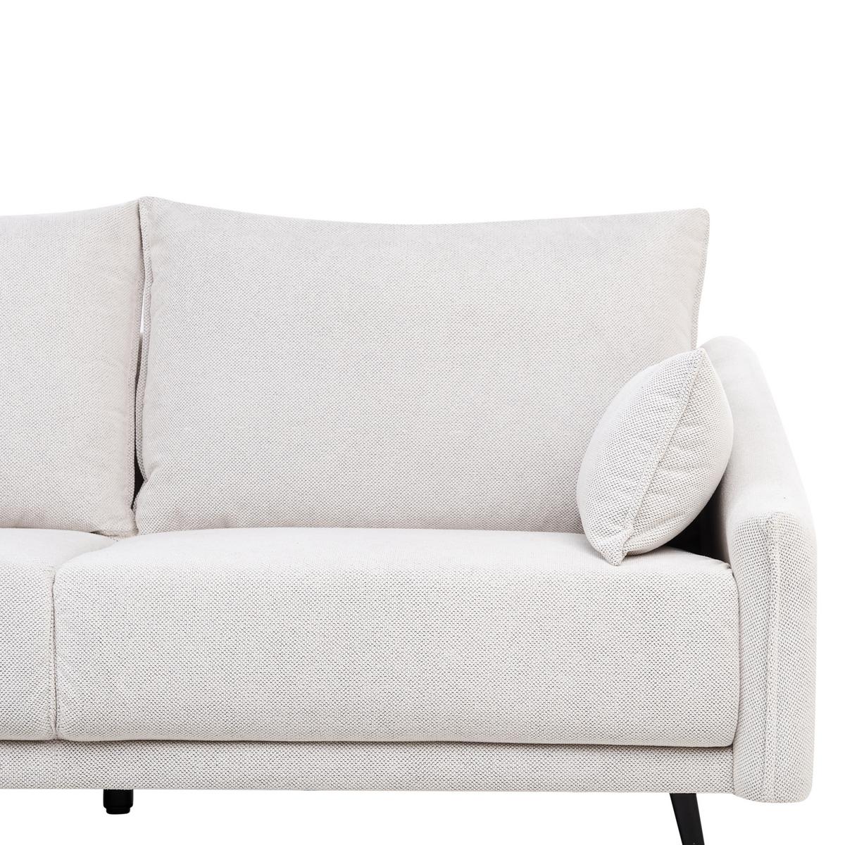 ECKSOFA 3-Sitzer Stoff Cremeweiß rechtsseitig Varde - Creme, Textil (245/162cm) - Beliani