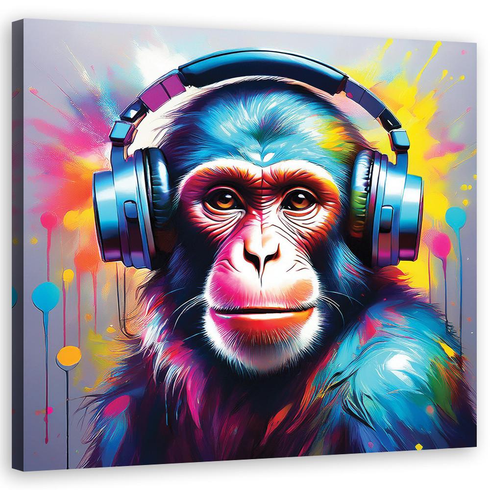 WANDBILD affe dj pop art - Multicolor, Textil (40/40cm) - Feeby