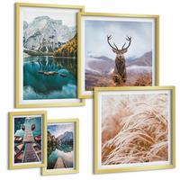 BILDER SET 5er Set - 50x50 cm & 20x30 cm & 40x60 cm Goldrahmen - Architektur der Kanäle von Venedig - Goldfarben, Kunststoff (40/60cm) - TULUP