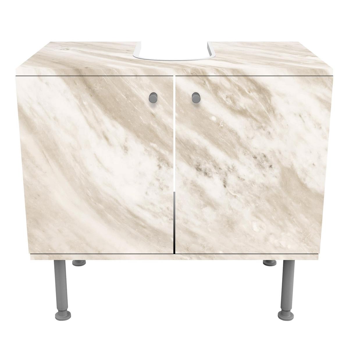 WASCHBECKENUNTERSCHRANK Palissandro Marmor Beige 60/55/35 cm - Beige, Holzwerkstoff (60/55/35cm) - Bilderwelten