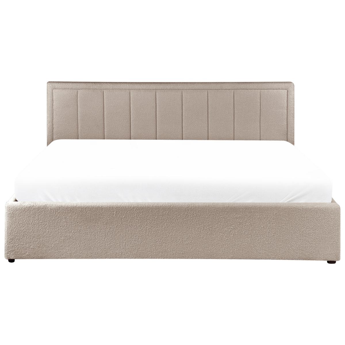 BETT mit Stauraum 180/200 cm Bouclé Taupe Montlaur - Taupe, Textil (180/200cm) - Beliani