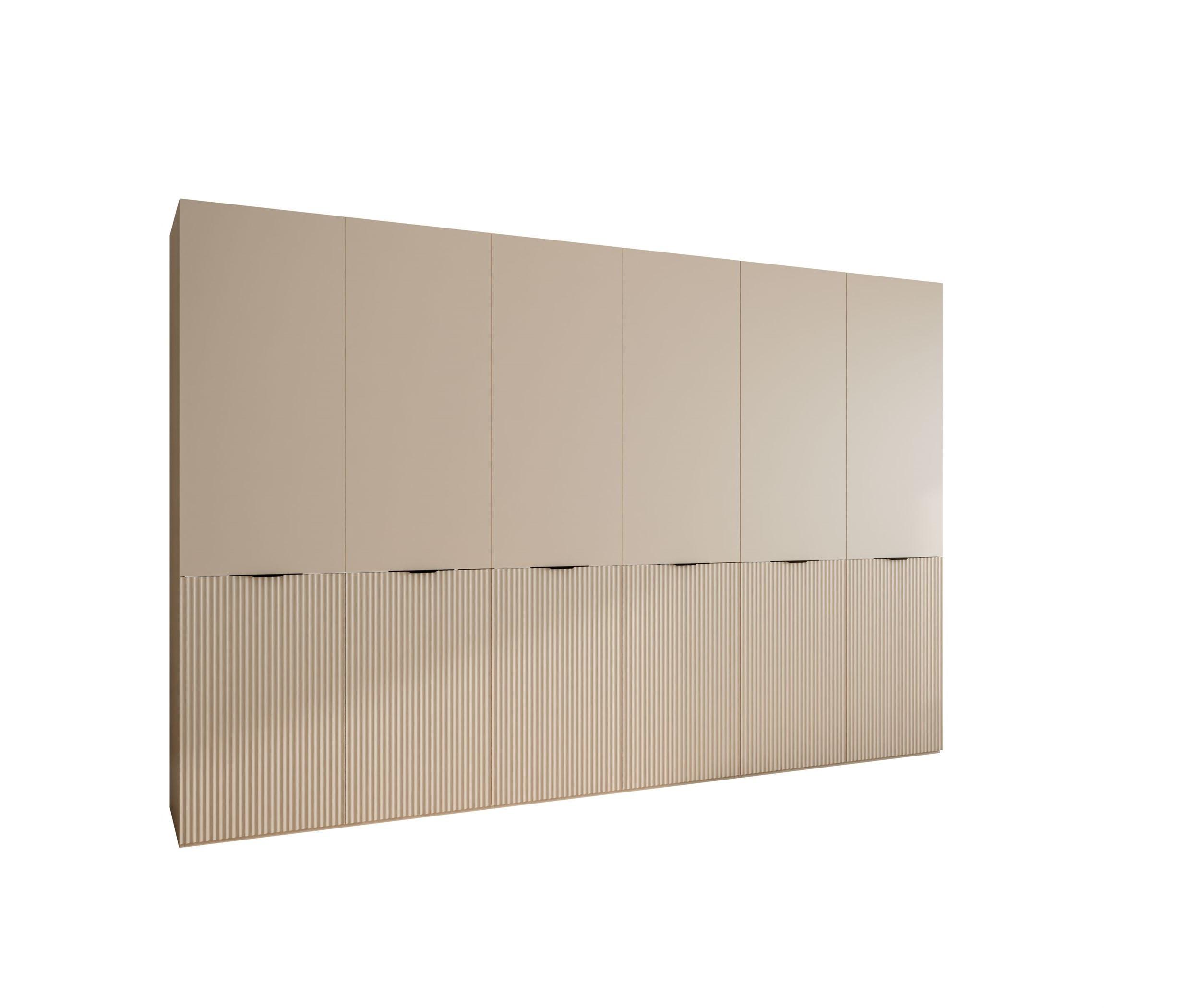 KLEIDERSCHRANK SANDBOX KASHMIR 300 303/49/200 cm Kaschmir / Kaschmir ohne LED 12 Zusatzböden - Kaschmir/Schwarz, Holzwerkstoff/Kunststoff (303/200/49cm) - Lookway