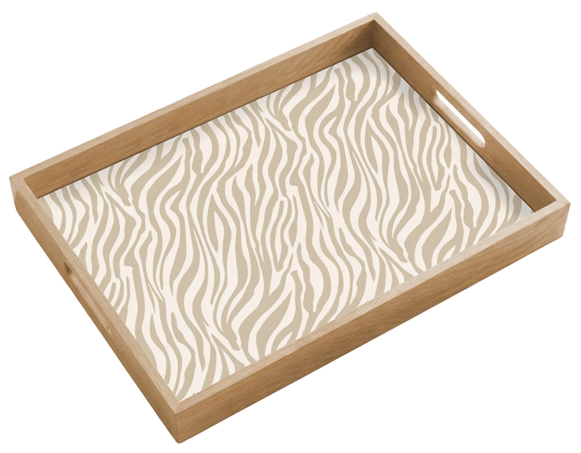 TABLETT Zebra - Muster - Beige 50x35 cm - Beige, Holz (50/5/5cm) - OnlyWow