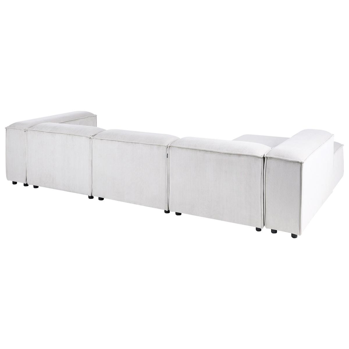 ECKSOFA Modul 4-Sitzer rechtsseitig Cremeweiß Cord Ardal - Creme/Schwarz, Textil (326/180cm) - Beliani