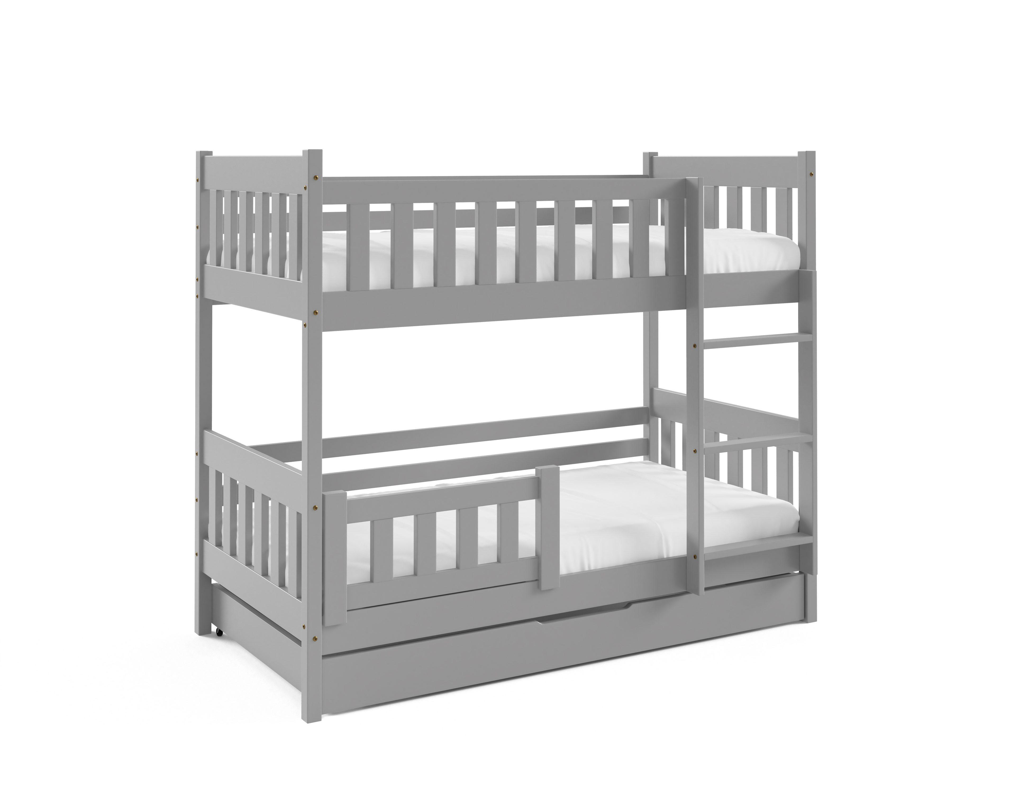 ETAGENBETT LUCIA mit Bettkasten 80x160 cm Hellgrau - Hellgrau, Holz (80/160cm) - MASSENO