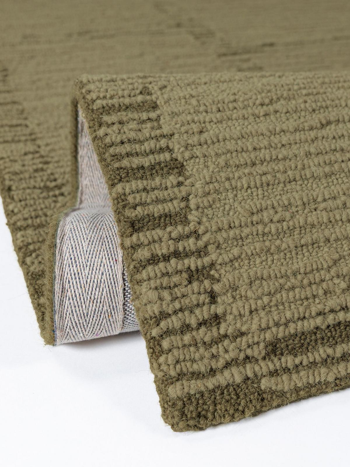 WOLLTEPPICH handgetuftet GANNEL, Blockdesign, Salbeigrün, 140 x 200 cm - Grün, Textil (140/200cm) - KADIMA DESIGN