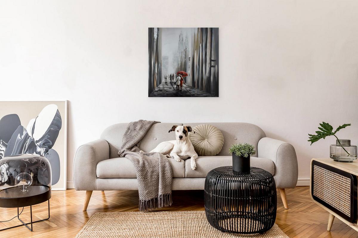 ÖLGEMÄLDE 80/80 cm - Schwarz/Grau, Holz/Textil (80/80cm) - KUNSTLOFT