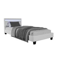 POLSTERBETT Verona mit LED weiß 90x200cm - Weiß, Holz (95/200cm) - Juskys