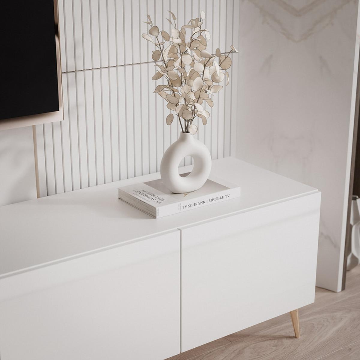 TV-LOWBOARD ANGEL Weiß glänzend stehend mit LED-Beleuchtung 300 cm - Weiß, Holzwerkstoff (300/49/40cm) - Idohome
