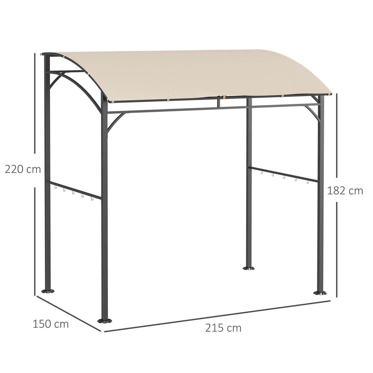 GRILLPAVILLON, Polyester, Beige+Schwarz - Beige, Metall (150/220/215cm) - Outsunny