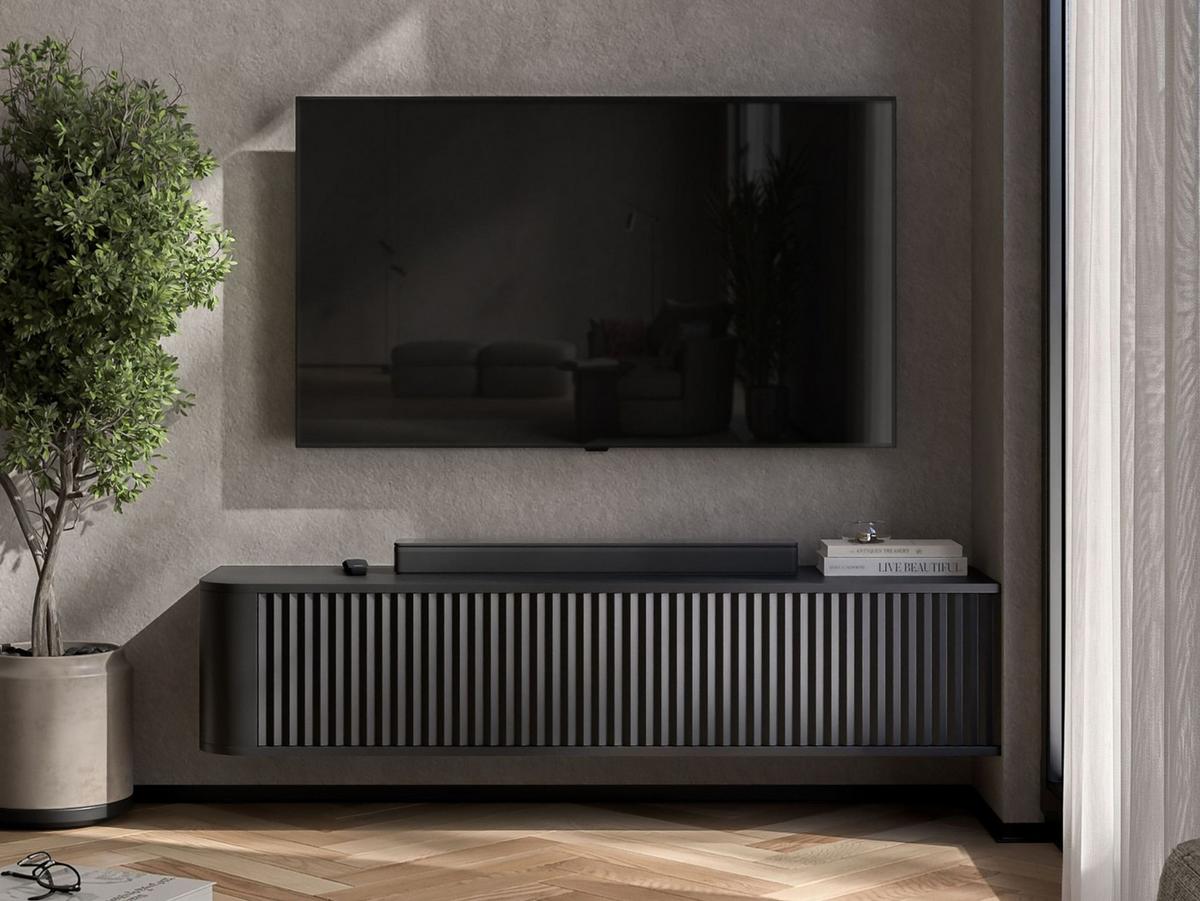 TV-LOWBOARD Aurora Schwarz matt 140 cm - Schwarz, Holzwerkstoff (140/30/35cm) - Meble Lindner