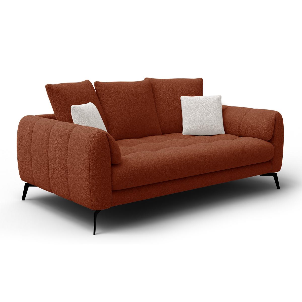 SOFA CALME 2,5-Sitzer, dunkelorange - Dunkelorange/Schwarz, Holz/Textil (199/92/108cm) - Wozimo