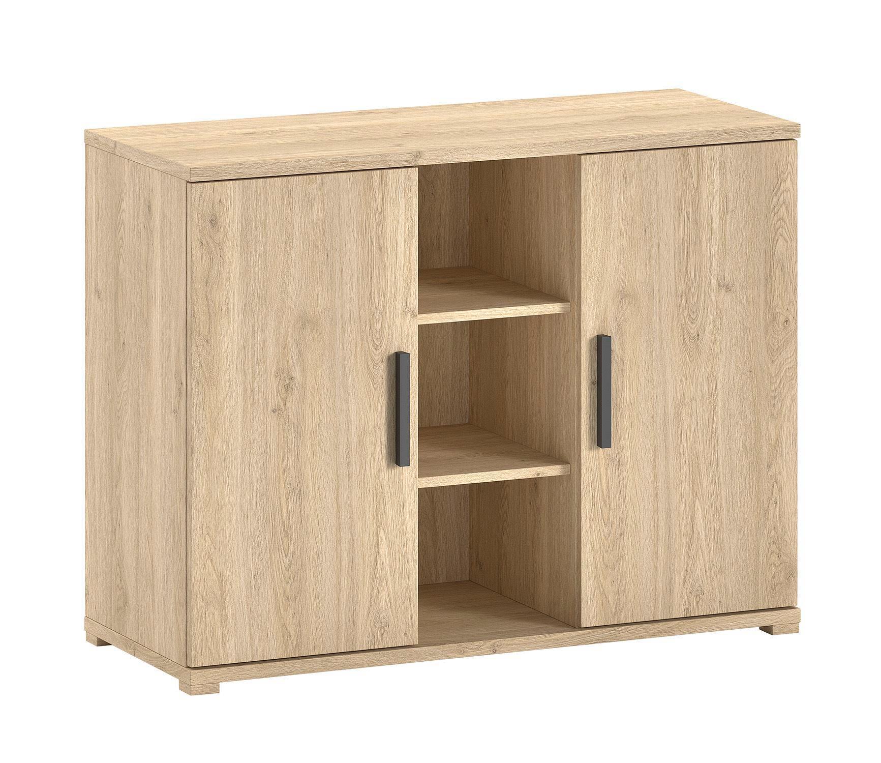 KOMMODE Keelia Eiche Melamin Türen Regal Stauraum - Eichefarben, Kunststoff (116/89/48cm) - 58aufmkessel