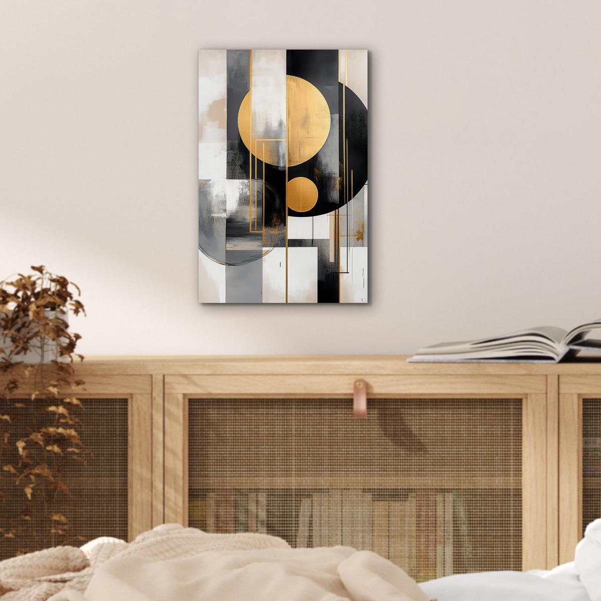 METALLBILD Abstrakt - Gold - Silber - Formen - Ästhetisch - Modern 20x30 cm - Goldfarben, Metall (20/30cm) - MuchoWow