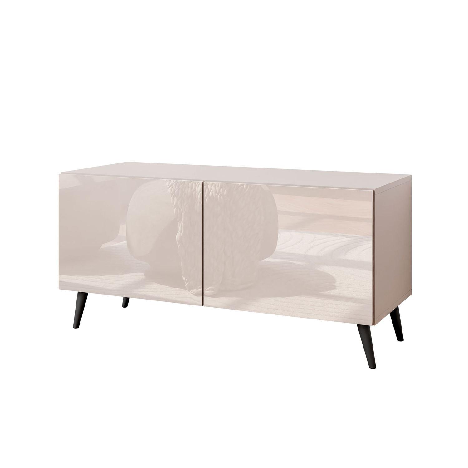 TV-SCHRANK COLGANTE 100 Kaschmir Hochglanz, mit LED, Schräge schwarze Füßen - Kaschmir/Schwarz, Holzwerkstoff (100/49/40cm) - Lookway