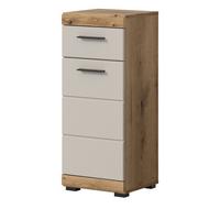 BADKOMMODE Sand Kashmir, Eiche, Badschrank 37 x 88 cm mit Vollauszug - Kastanienfarben/Kaschmir, Holzwerkstoff/Kunststoff (37/88/31cm) - Inn.Furn