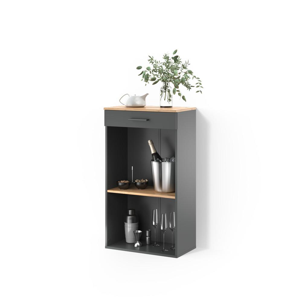 WEINREGAL Regusa Goldkraft Eiche/Anthrazit 60 x 106 cm - Honigeiche/Anthrazit, Holzwerkstoff (60/106/34.5cm) - Livinity®