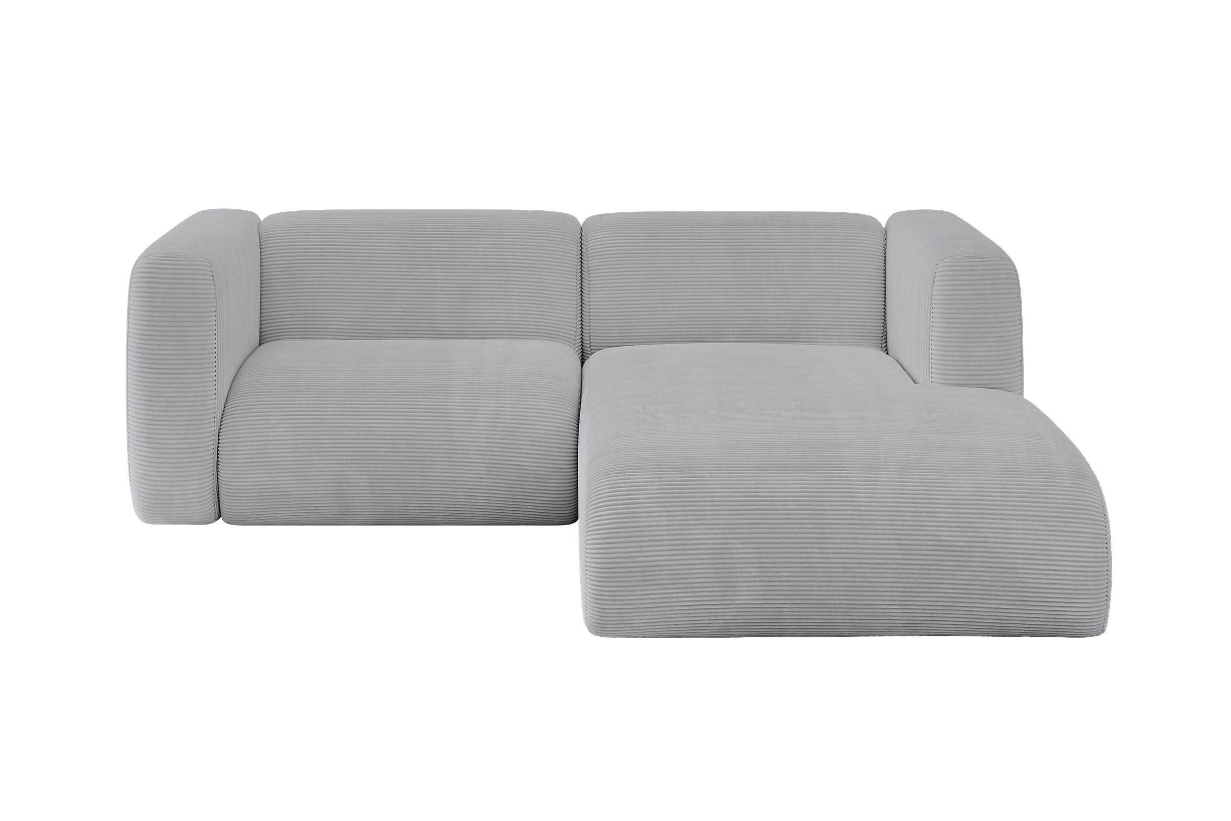 ECKSOFA Ottomane Rechts MIRA-L1 227x179x89 Grau Cord - Blaugrau/Schwarz, Holzwerkstoff/Kunststoff (227/179cm) - ALTDECOR