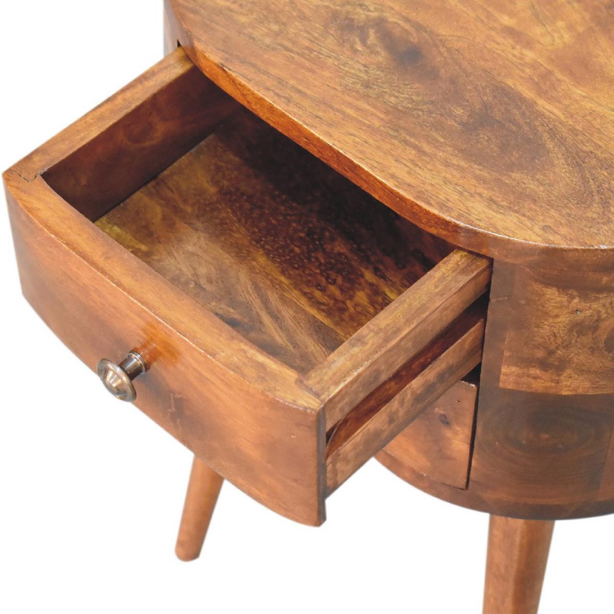 NACHTTISCH Mini, 2 Schubladen, Nordische Beine, Brown - Kastanienfarben/Messingfarben, Holz/Metall (35/50/25cm) - Artisan Furniture