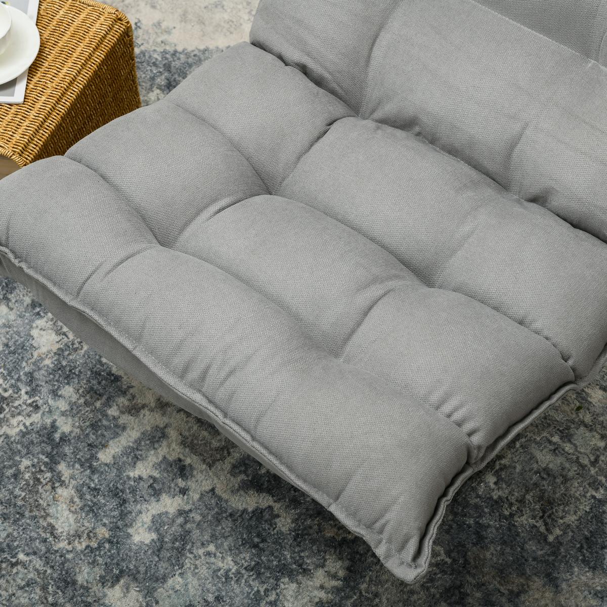 RELAXSESSEL Stahl, Samt, Hellgrau - Hellgrau, Metall (70/95/62cm) - HOMCOM