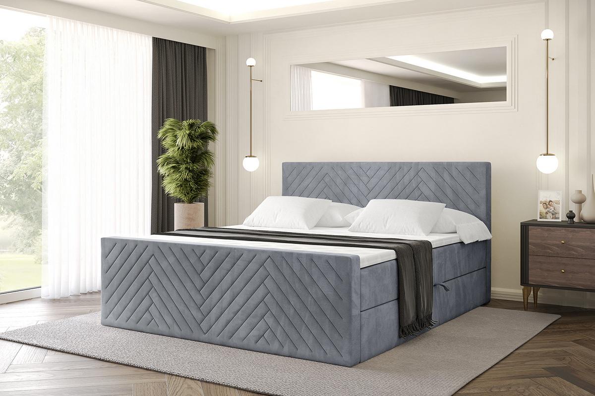 BOXBETT mit Matratze und Lattenrost - VEXA-Z - 120x200 - Grau Casablanca - Grau, Holzwerkstoff (120/200cm) - ALTDECOR