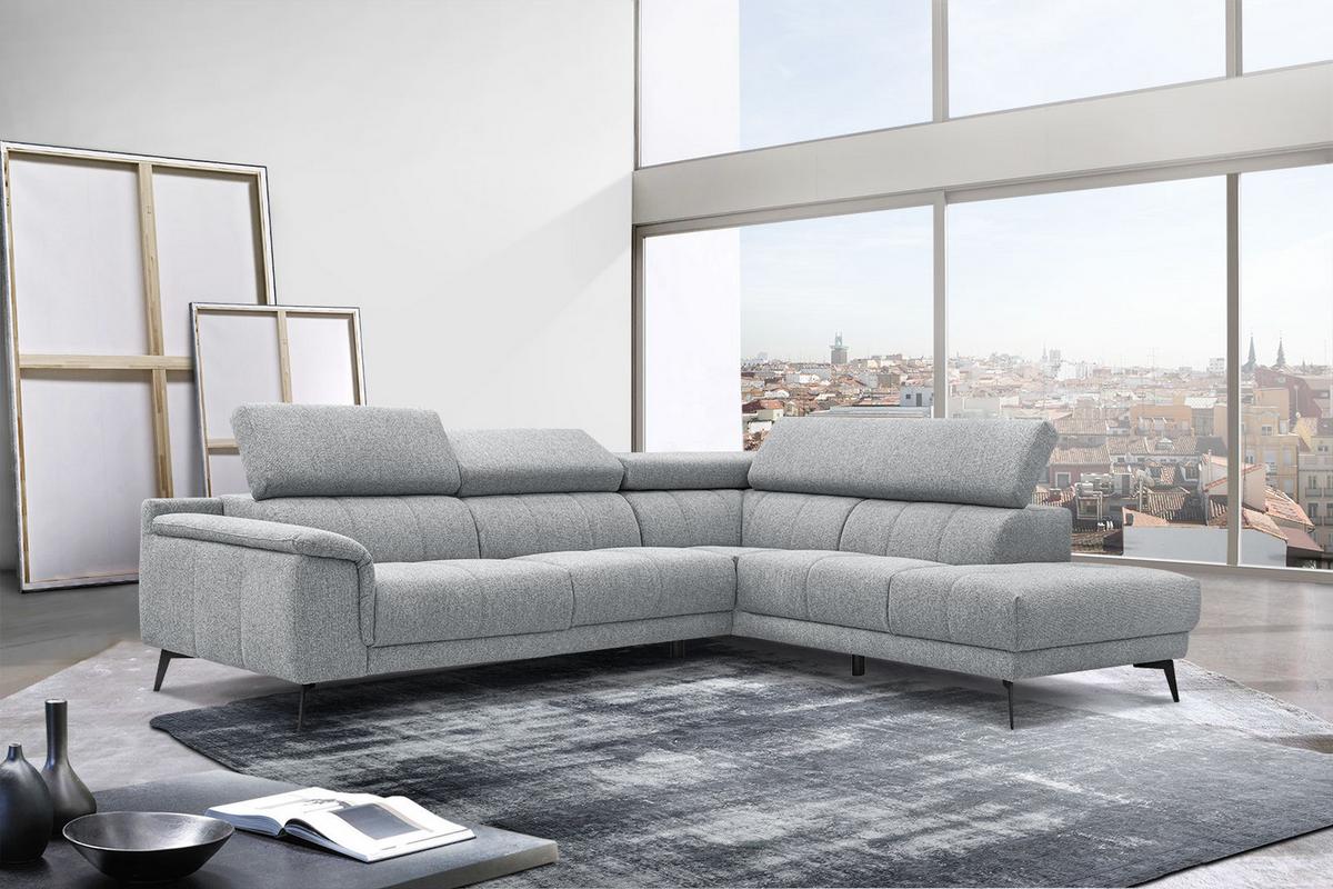 ECKSOFA FIERO 5-Sitzer, silberfarben - Silberfarben/Schwarz, Holzwerkstoff/Textil (269/158cm) - Wozimo