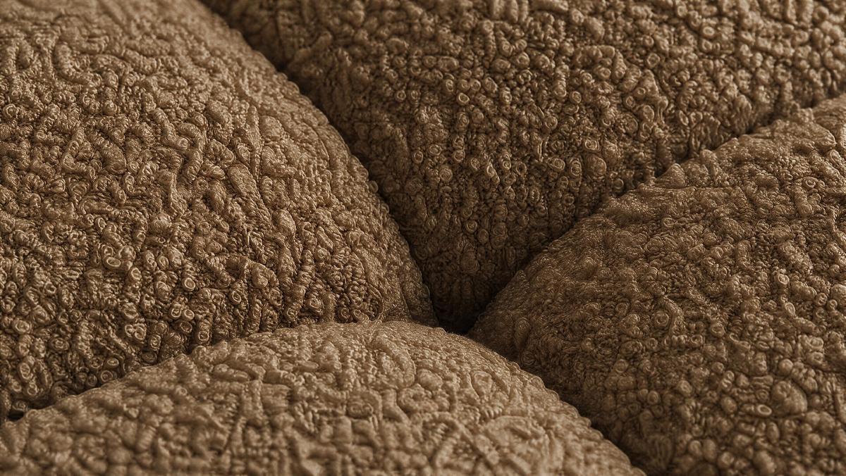 WOHNLANDSCHAFT OVIA U mit Bettkasten und Schlaffunktion, Bouclé-Stoff in U-Form - Braun, Textil (350/80/185cm)