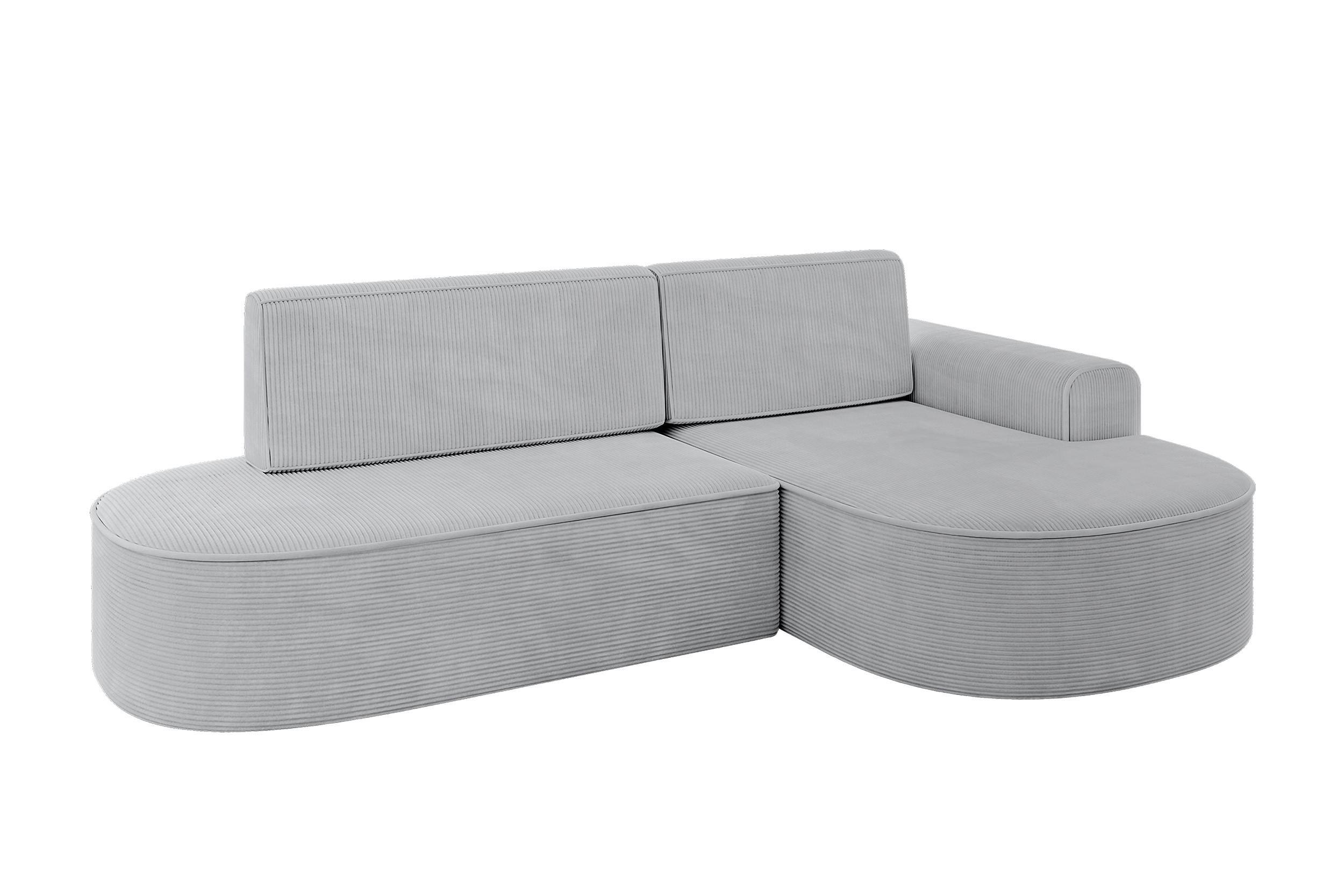 ECKSOFA mit Schlaffunktion und Bettkasten Ottomane Rechts MARI-L1-S - 283x167x73 cm Grau Cord - Graphitfarben/Schwarz, Holzwerkstoff/Kunststoff (167/283cm) - ALTDECOR