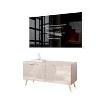 TV-ELEMENT AURA 100 KASCHMIR Hochglanz auf schrägen goldenen Beinen - Kaschmir/Goldfarben, Holzwerkstoff (100/49/40cm) - Lookway