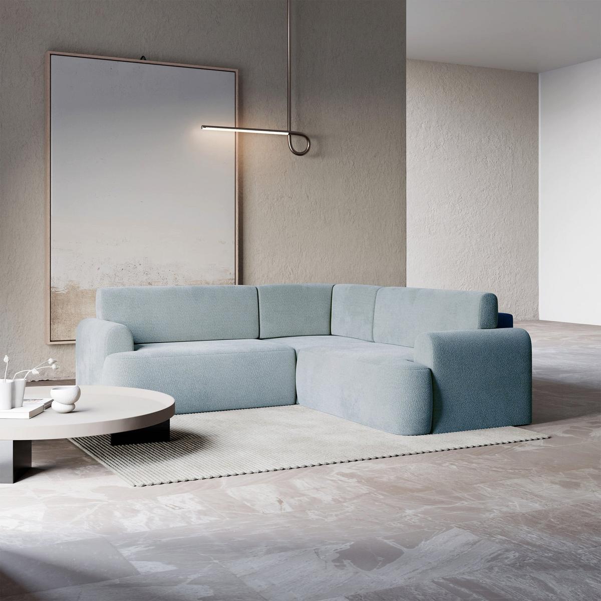 ECKSOFA Kaveo 245 cm universell mit Eckelement - Schwarz/Hellblau, Kunststoff/Textil (245/245cm) - Selsey