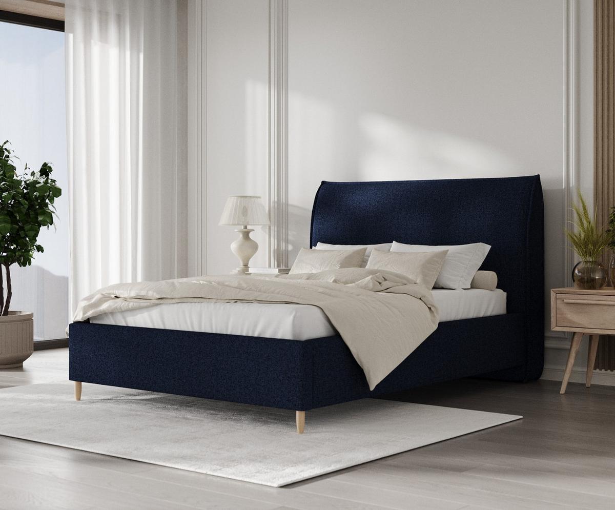 POLSTERBETT Mira 120/200 cm Marineblau im Riva Stoff - Naturfarben/Dunkelblau, Holz/Holzwerkstoff (120/200cm) - AltaBeds