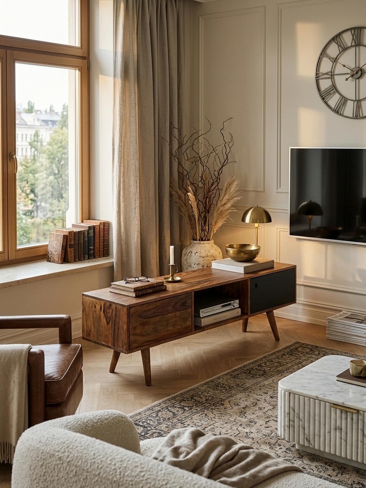 TV-LOWBOARD Massivholz, rustikaler Landhausstil, einzigartige Maserung, Schwarz 140x35x45 cm - Dunkelbraun/Schwarz, Holz (140/45/35cm) - KADIMA DESIGN