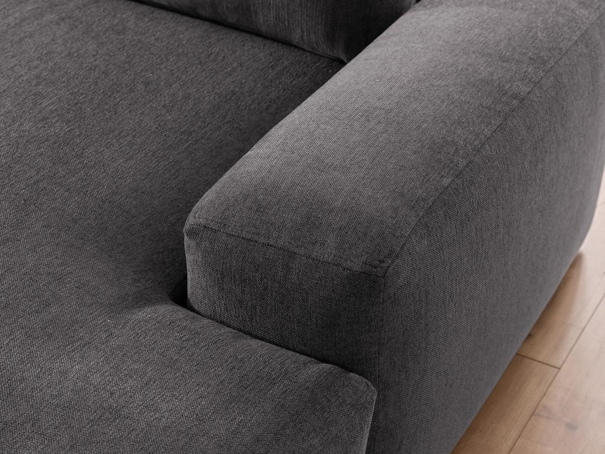 ECKSOFA Lennon aus Graphit Strukturstoff mit Schlaffunktion und Bettkasten - Graphitfarben/Schwarz, Holz/Kunststoff (264/137cm) - S-Style