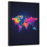LEINWAND Bilder mit Rahmen - Weltkarte - Bunt - Graffiti - 30x40 - Multicolor, Textil (30/40cm) - MuchoWow