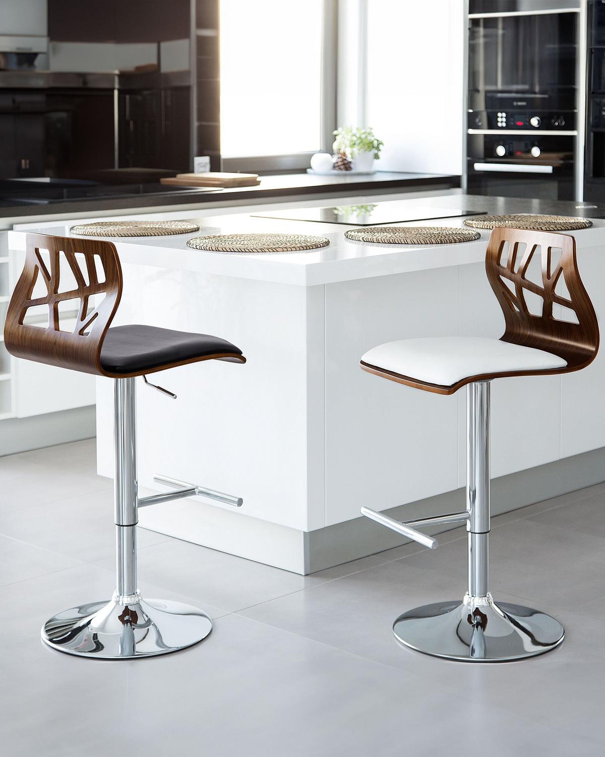 BARHOCKER 2er-Set Braun Petersburg - Silberfarben/Braun, Kunststoff (42/112/42cm) - Beliani