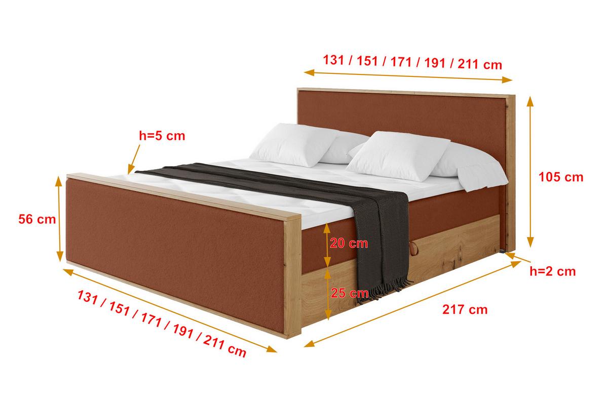 BOXBETT LOLLI9 -Z 140x200 - H4 Rot - Rot, Holzwerkstoff (140/200cm) - ALTDECOR