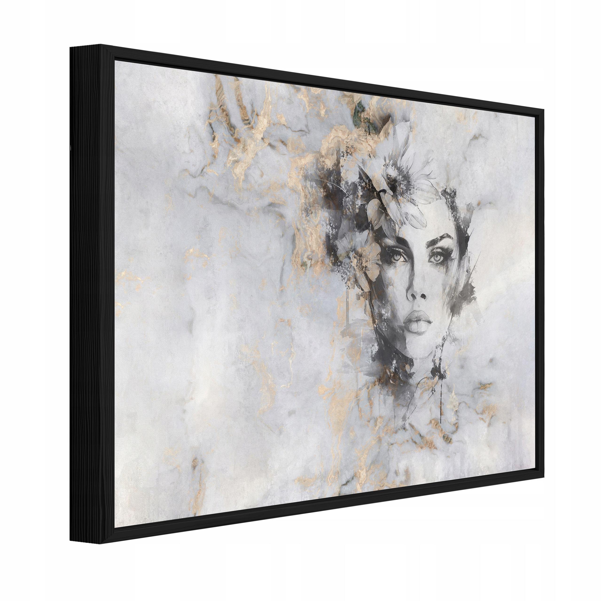 BILDER mit Rahmen Frau Beton Beige 60x40 cm - Multicolor, Holzwerkstoff (60/40cm) - Wallarena