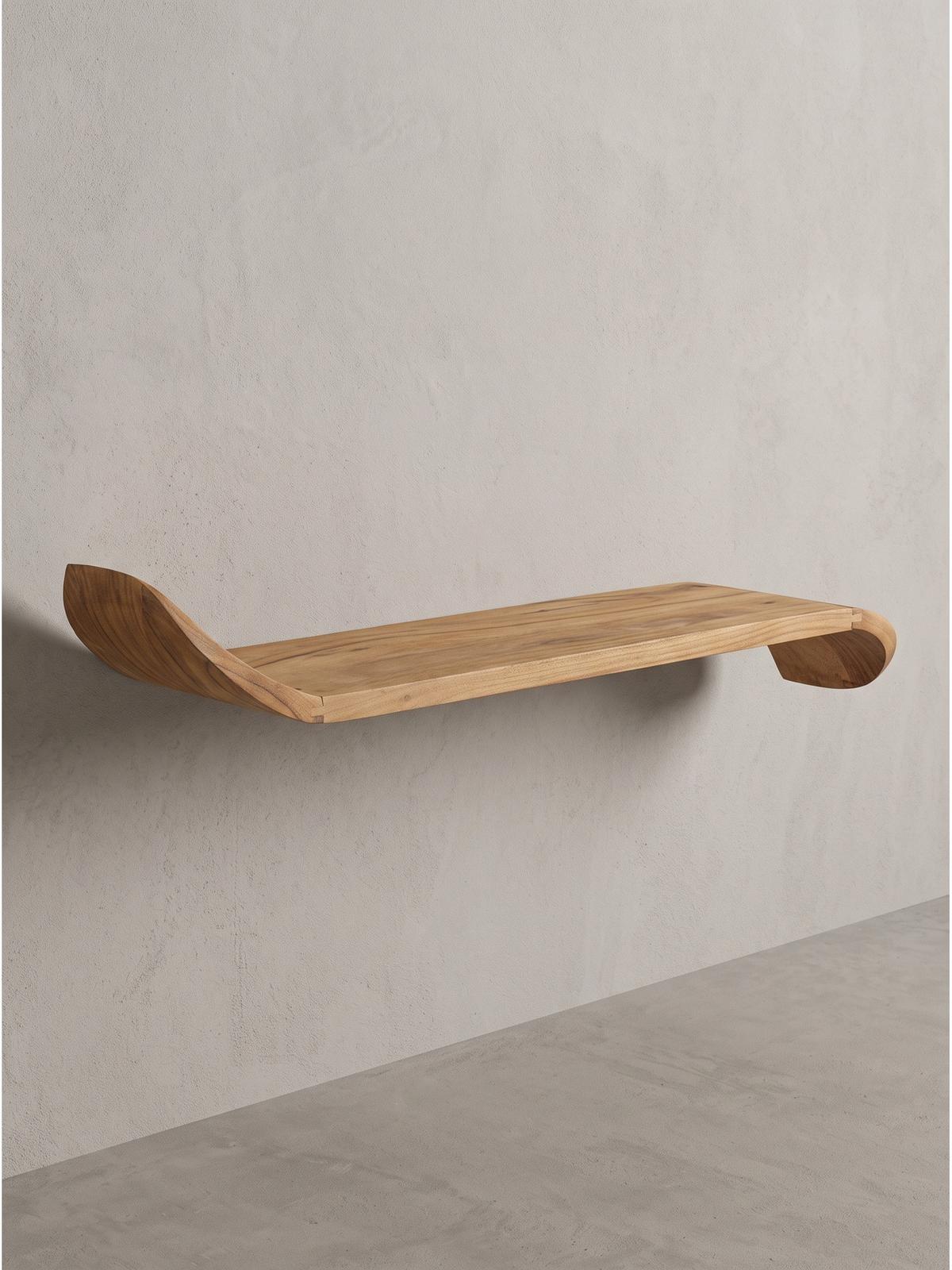 WANDREGAL ARBOGA, Mango Massivholz, handgefertigt, 120 x 20 x 36 cm - Braun, Holz (120/36/20cm) - KADIMA DESIGN