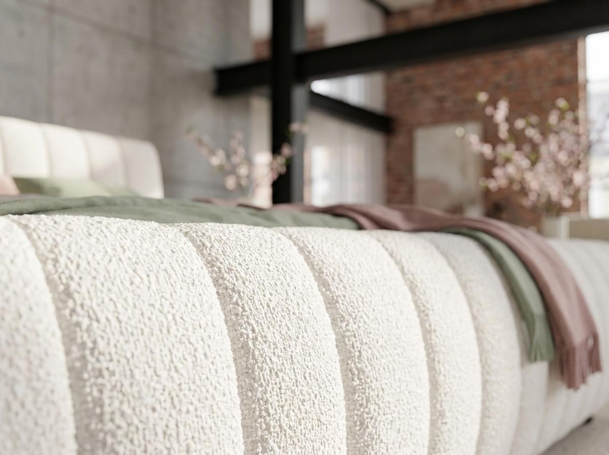 POLSTERBETT ALIOTTA Cremeweiß Bouclé - Creme, Textil (200/200cm) - KAWOLA