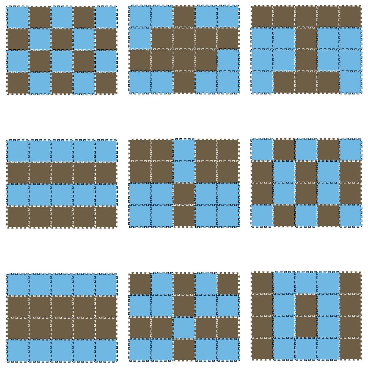 SPIELMATTE ab Null - 180/90/1 cm Puzzlematte Blau - Braun/Hellblau, Kunststoff (30/30cm) - Littletom
