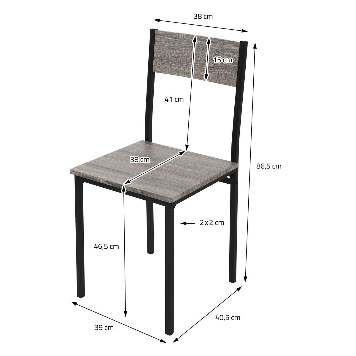 ESSTISCH SET 4-teilig Eiche Grau - Schwarz/Grau, Holzwerkstoff (70/86.5/110cm) - ML-DESIGN